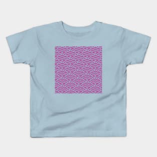 Traditional Chinese Cloud Pattern- Hong Kong Retro Pink with Sky Blue Kids T-Shirt